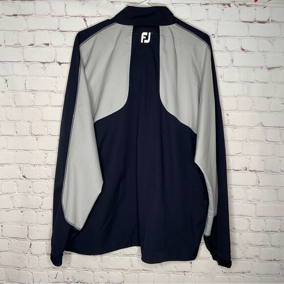 Footjoy 1/2 Zip Golf Pullover Long Sleeve Windshirt Navy Silver Size L - Picture 11 of 13